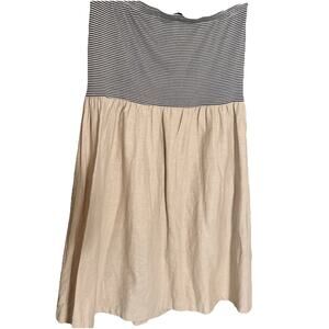 Forever 21 Linen Dress Womens Strapless Striped L Y2K Lagenlook Cottage